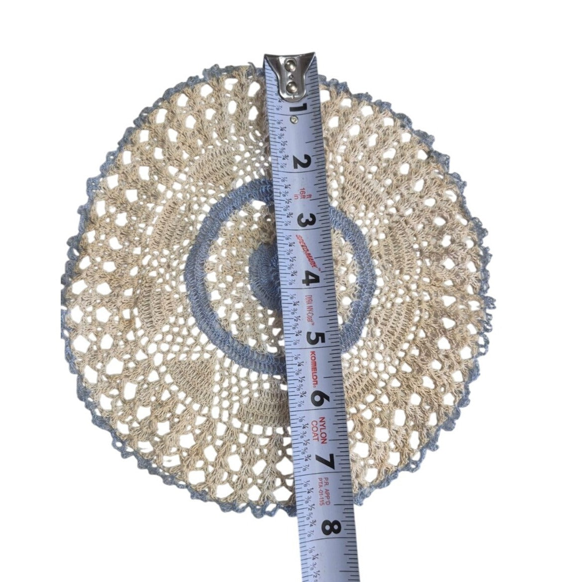 Handmade Beige & Blue Crochet Doily