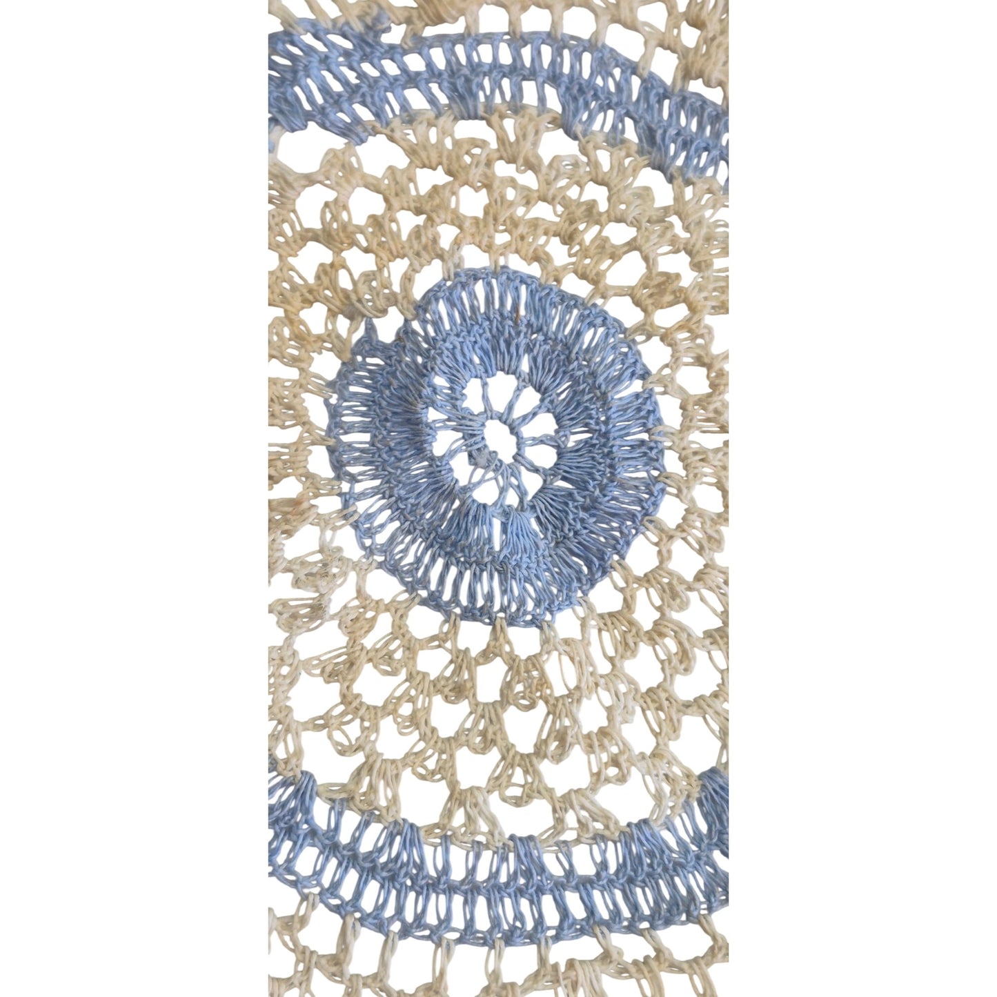 Handmade Beige & Blue Crochet Doily