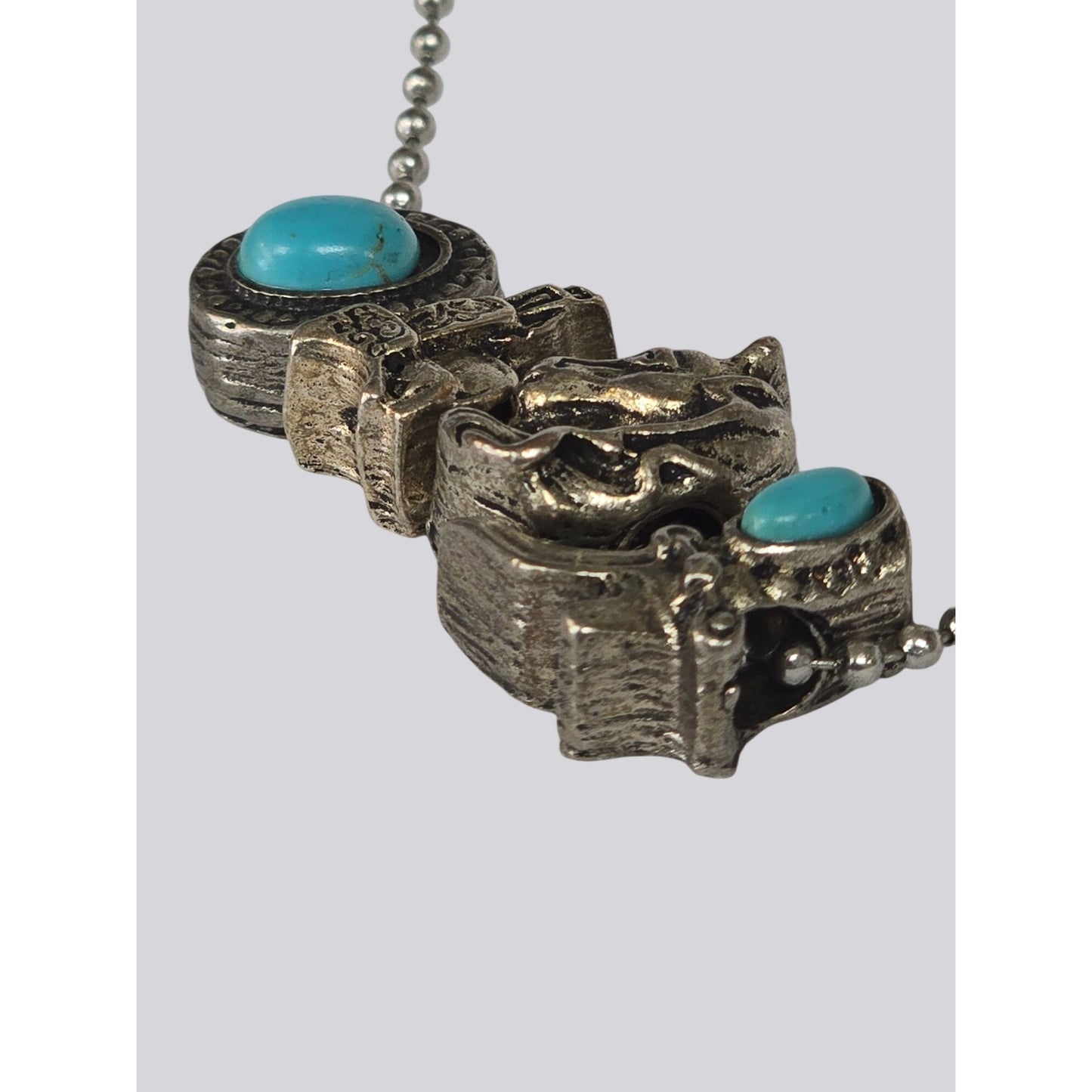 Western Charm Necklace Turquoise Accents – Horse, Boot, Saddle Hat – Ball Chain