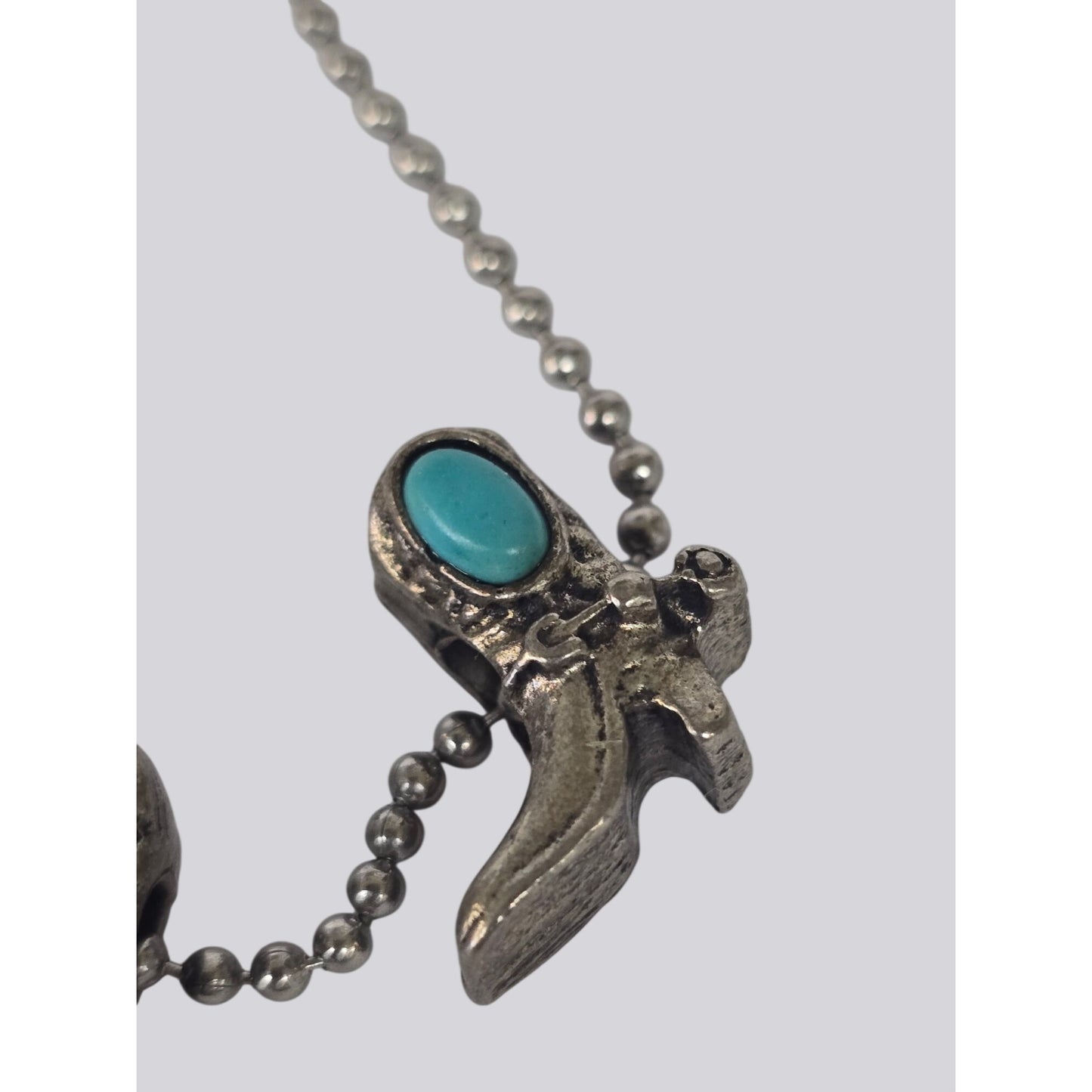 Western Charm Necklace Turquoise Accents – Horse, Boot, Saddle Hat – Ball Chain