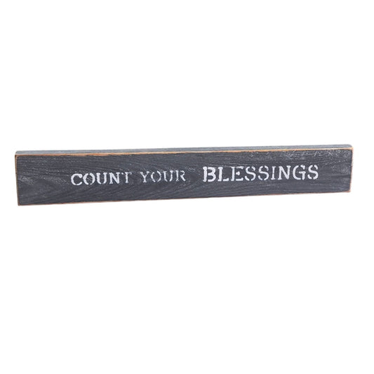 Count Your Blessings Rustic Wood Wall Sign Gray Distressed Finish