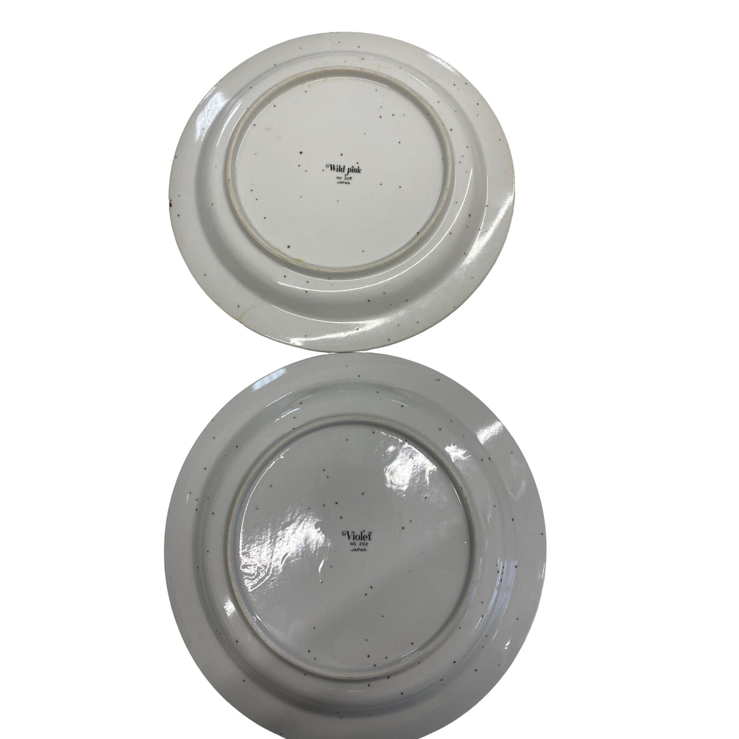 Set Of 2 Floral Print Plates Wild Pink & Violet No. 201 & 202 Japan Vintage