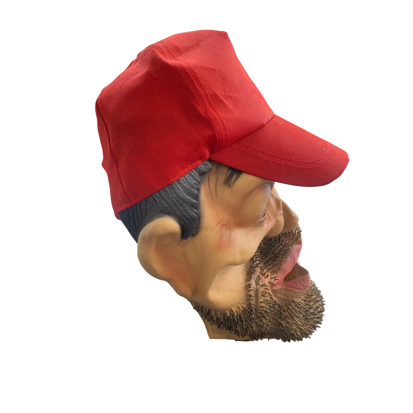Red Baseball Cap & Bearded Face Mask Costume