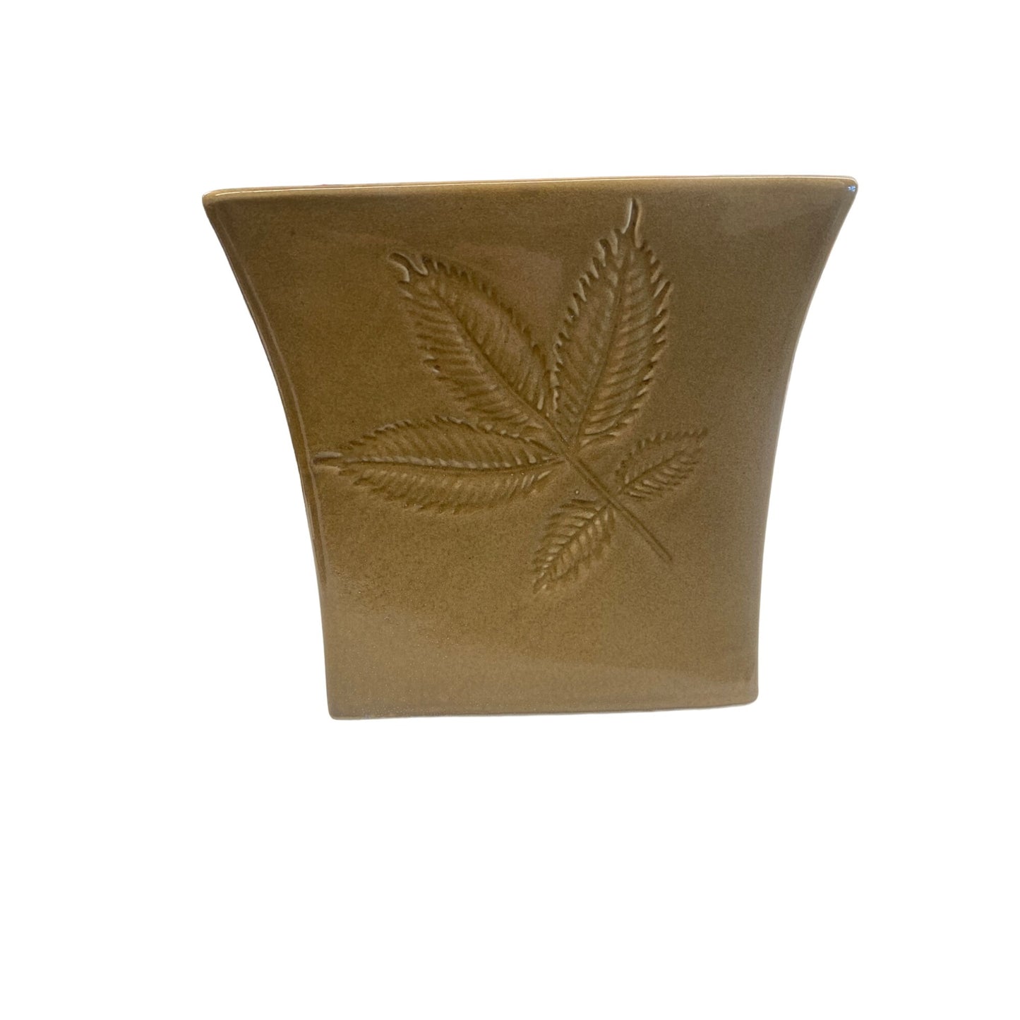 Vintage Ceramic Tissue Box Cover With Embossed Leaf Design