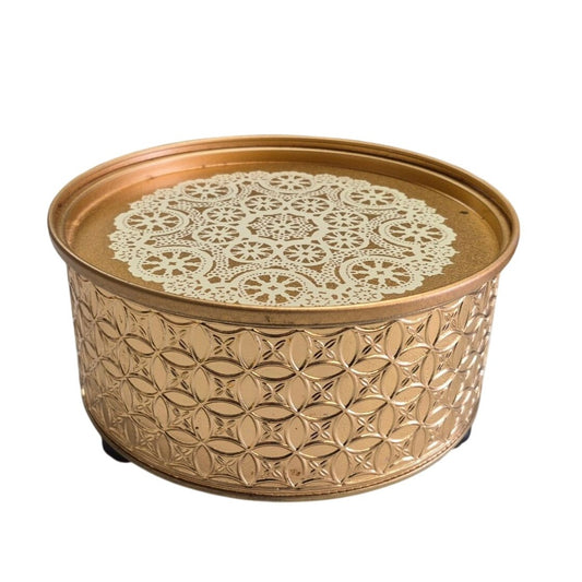 Vintage Gilded Gold Metal Storage Tin