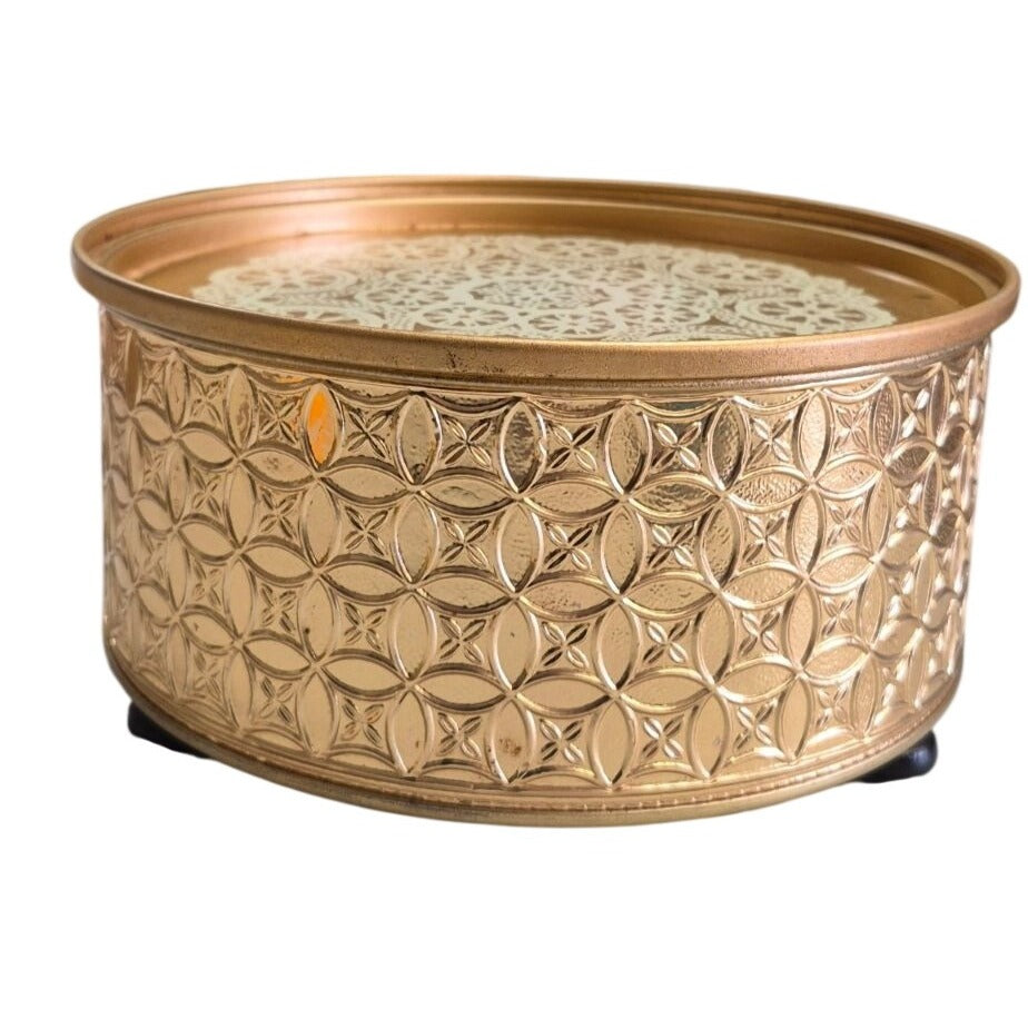 Vintage Gilded Gold Metal Storage Tin