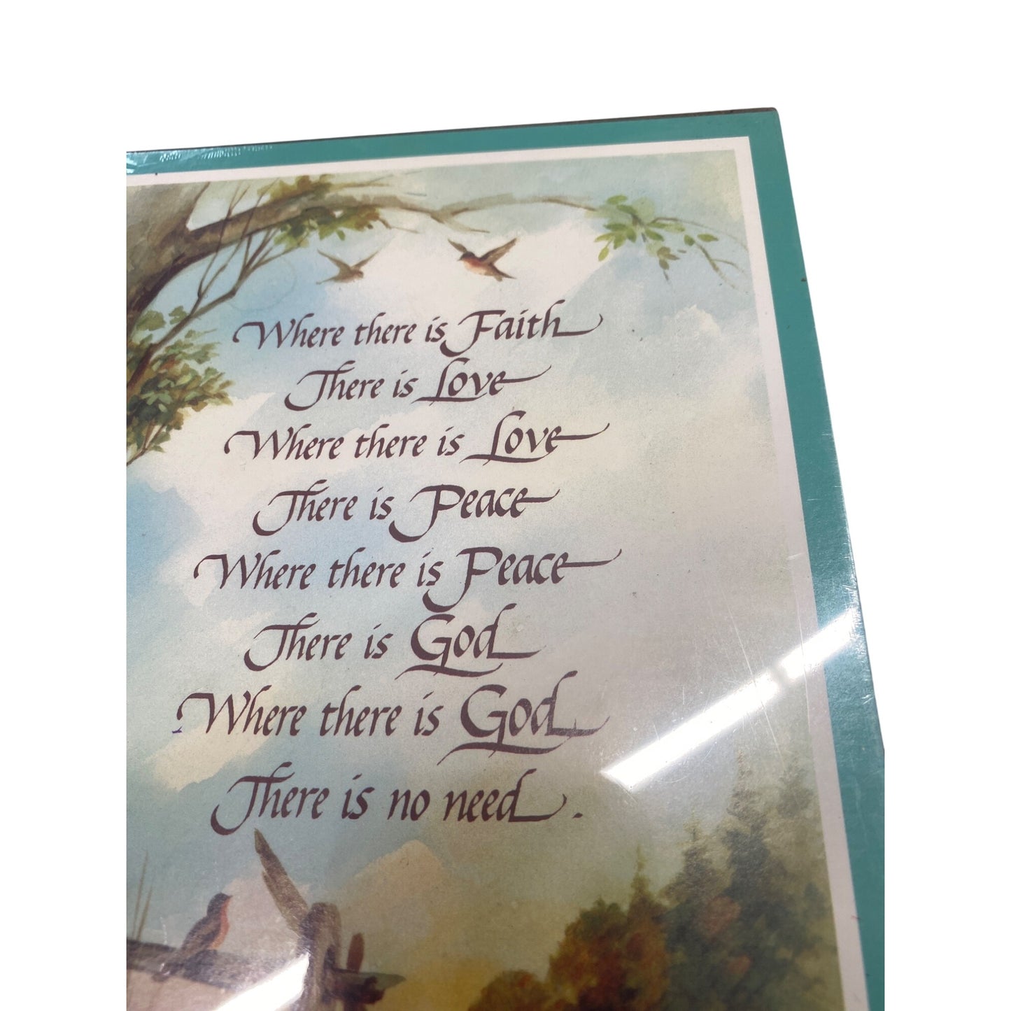 Vintage 1993 Stapco Inspirational Wall Art Print With Religious Quote & Scenic Design