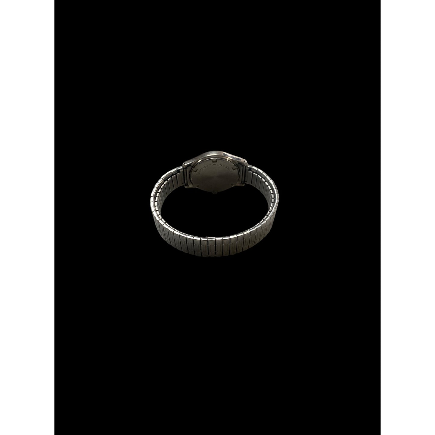 Vintage Pulsar Mens Watch With Stretch Band & Date Display Silver-Tone Stainless Steel White Dial Needs new battery