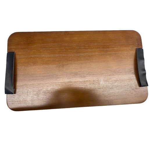 Bamboo Serving Board with Black Leather Handles NEW