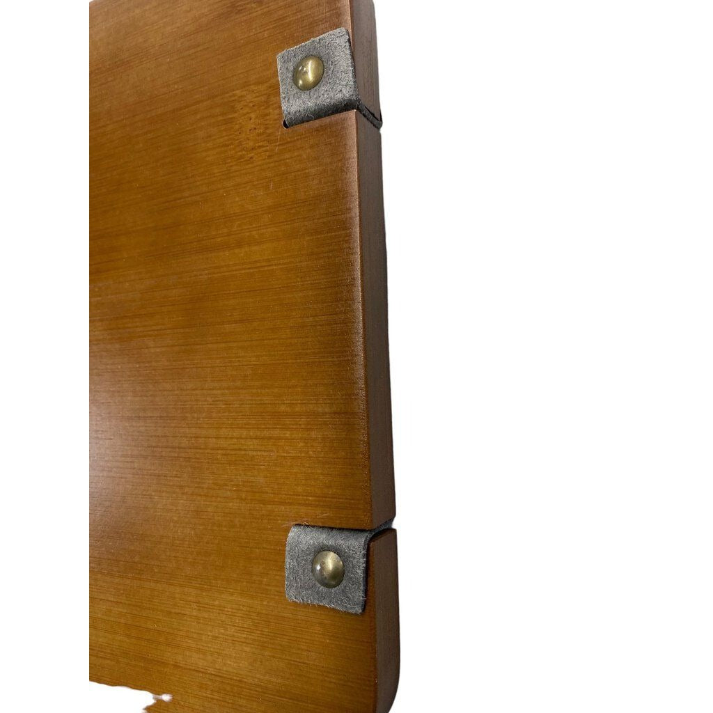 Bamboo Serving Board with Black Leather Handles NEW