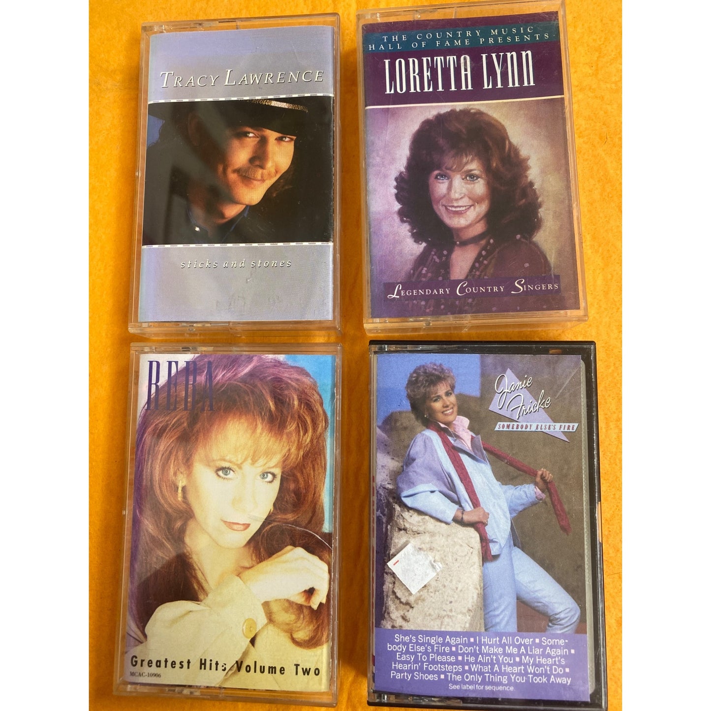 Vintage Country Music Cassette Collection: Tracy Lawrence Loretta Lynn Reba McEntire & Janie Fricke