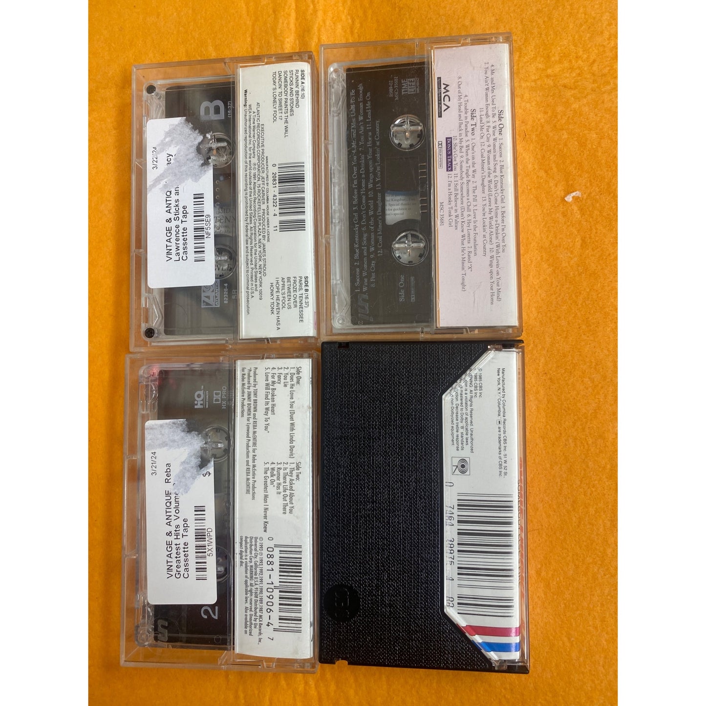 Vintage Country Music Cassette Collection: Tracy Lawrence Loretta Lynn Reba McEntire & Janie Fricke