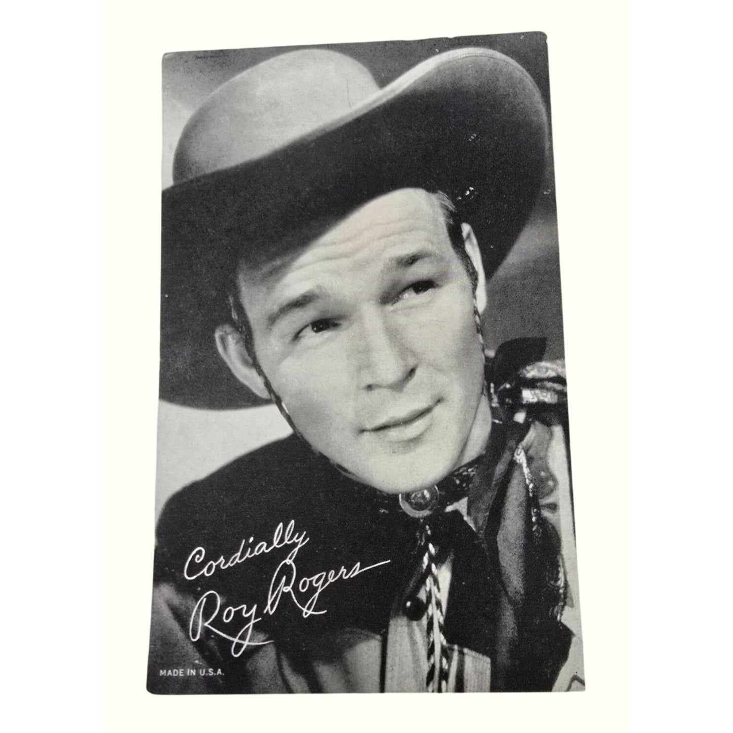 Vintage Roy Rogers Black/White Postcard Photo Print Cowboy Portrait Made In U.S.A.