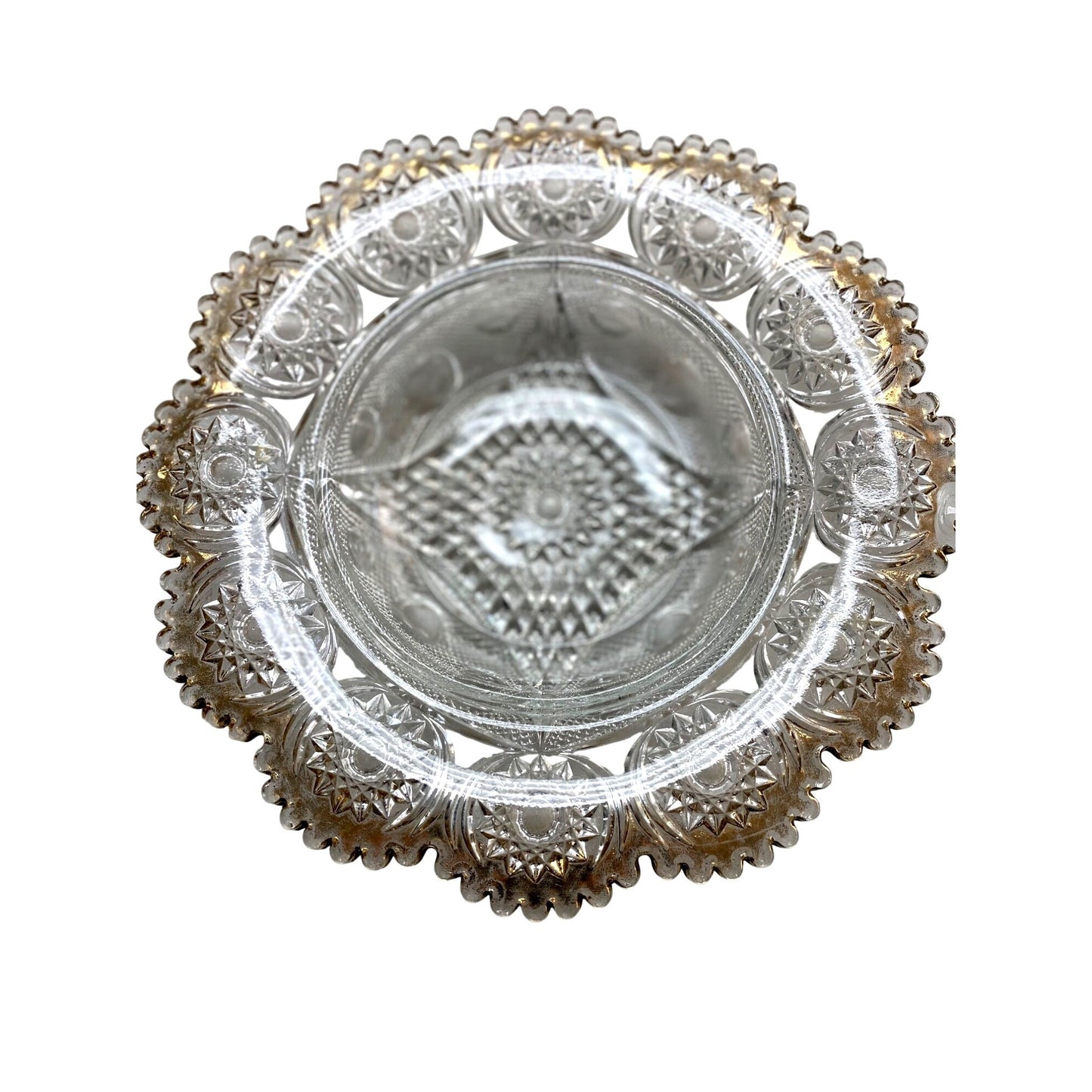 Vintage Glass Star and Crescent Domed Butter Dish