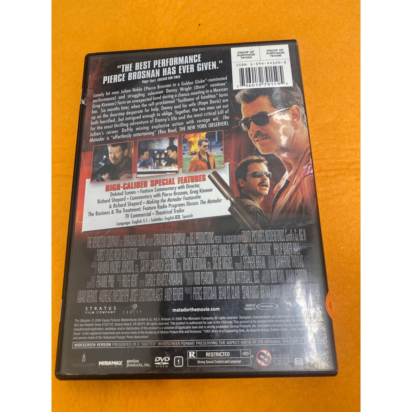 The Matador Widescreen Edition DVD With Pierce Brosnan & Greg Kinnear