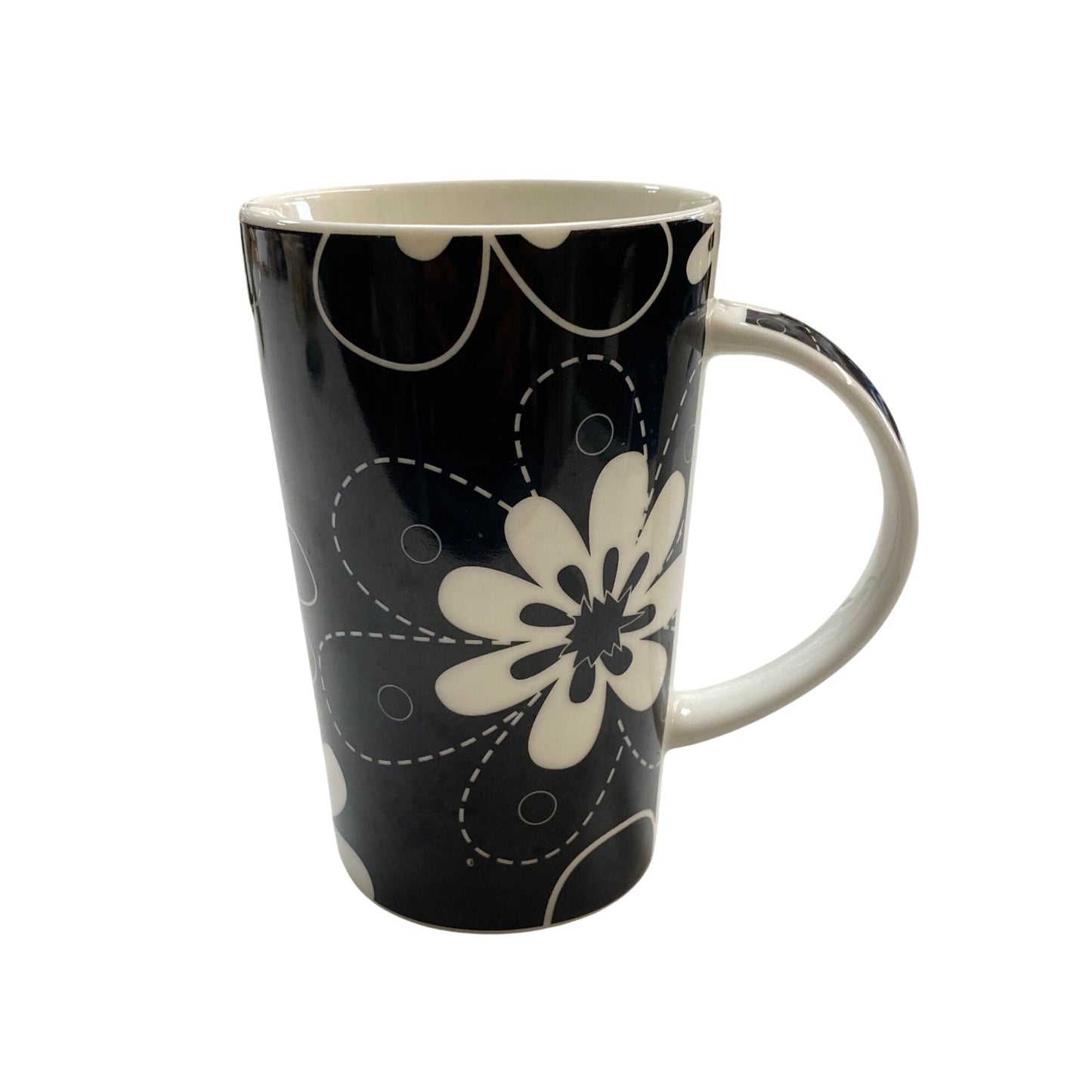 Maxwell & Williams Daisy May Fine China Mug Black & White Floral Pattern Dishwasher & Microwave Safe