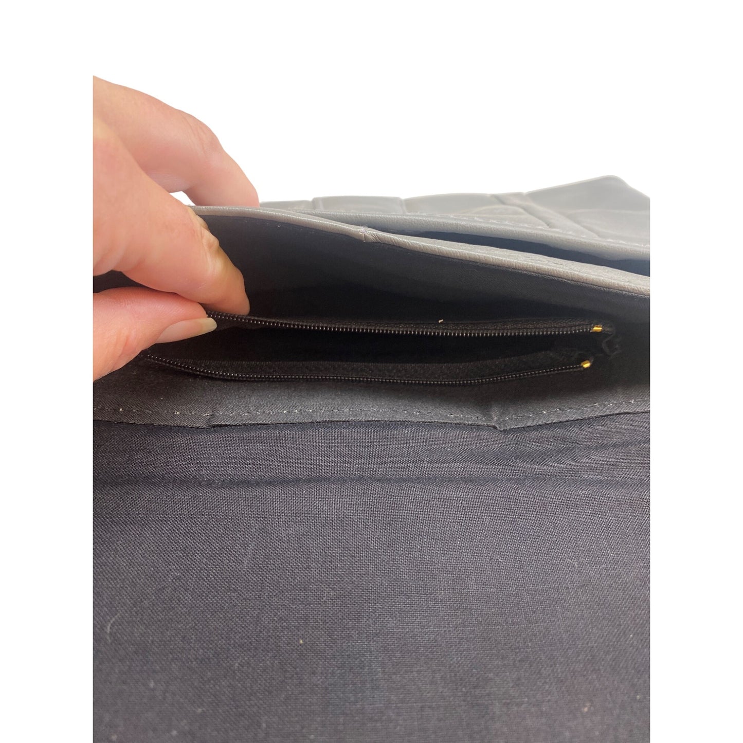 Gray Genuine Leather Clutch Wristlet Purse