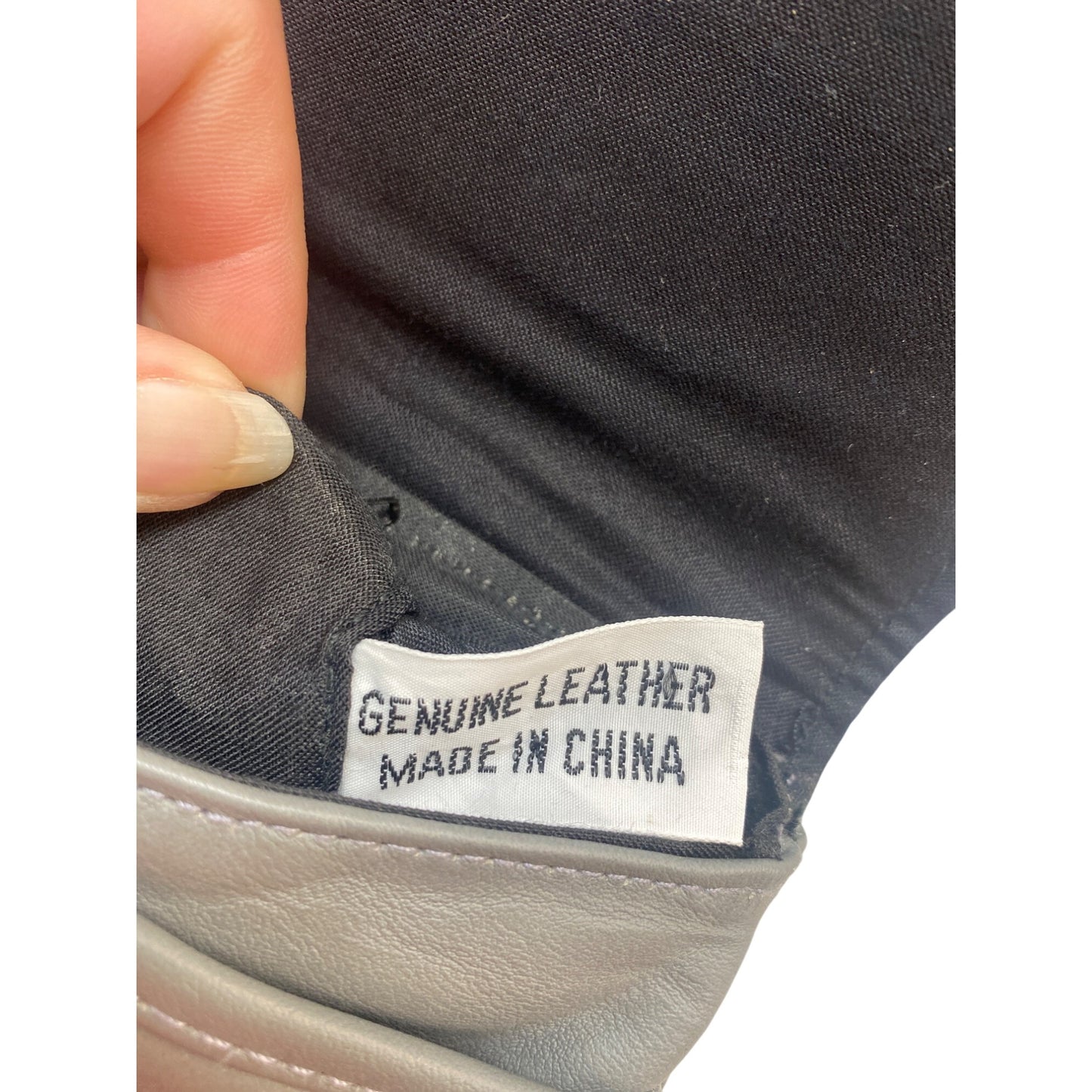 Gray Genuine Leather Clutch Wristlet Purse