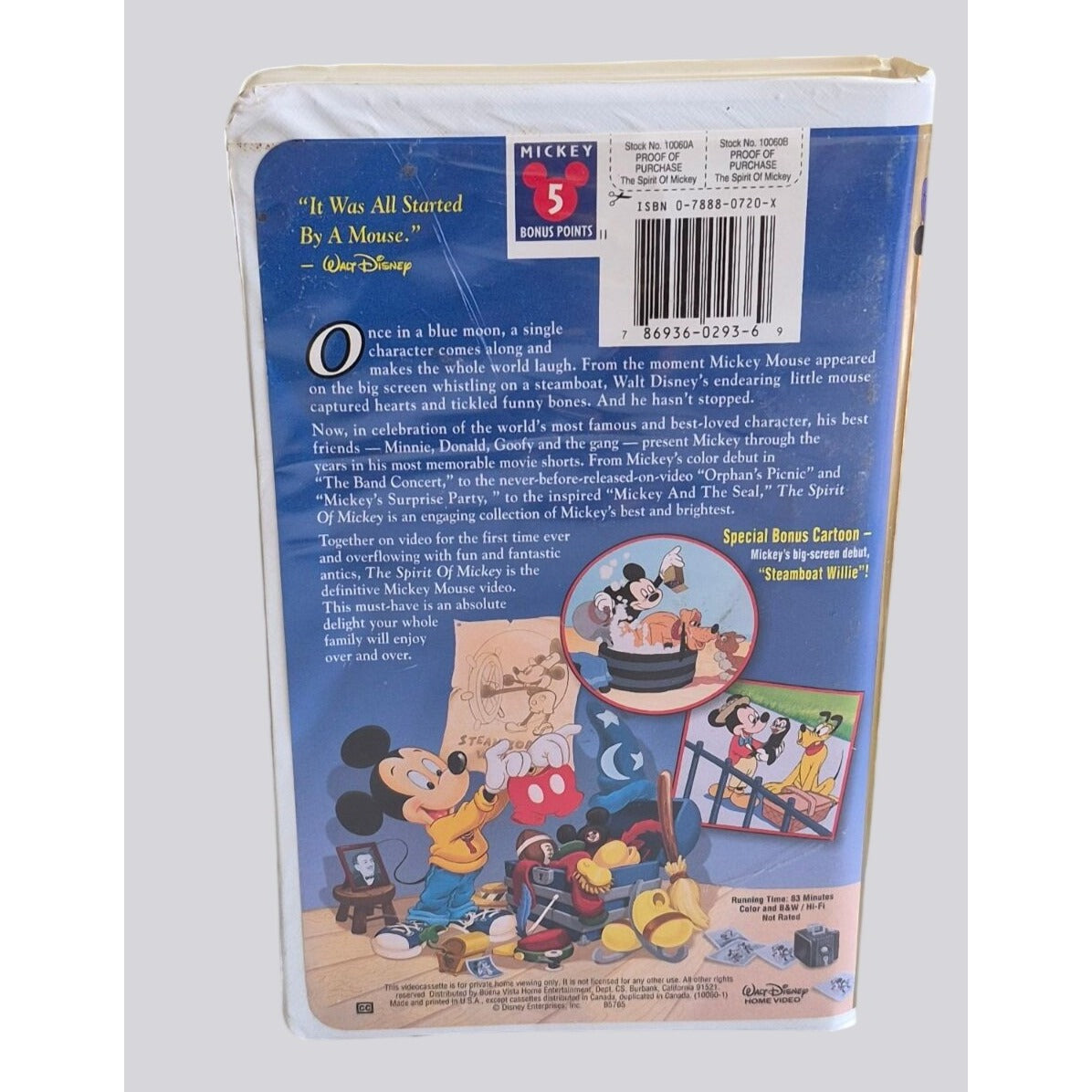 Walt Disneys The Spirit Of Mickey VHS - His Most Treasured Moments