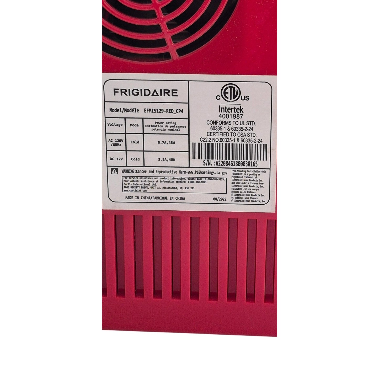 Frigidaire Mini Retro Fridge Portable 6pk Cooler 4L Capacity Red