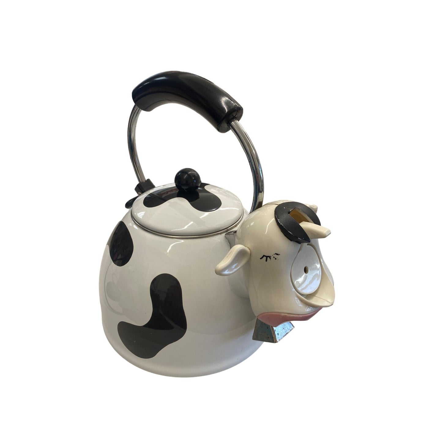 Cow-Themed Ceramic & Stainless Steel Whistling Teapot With Handle & Lid