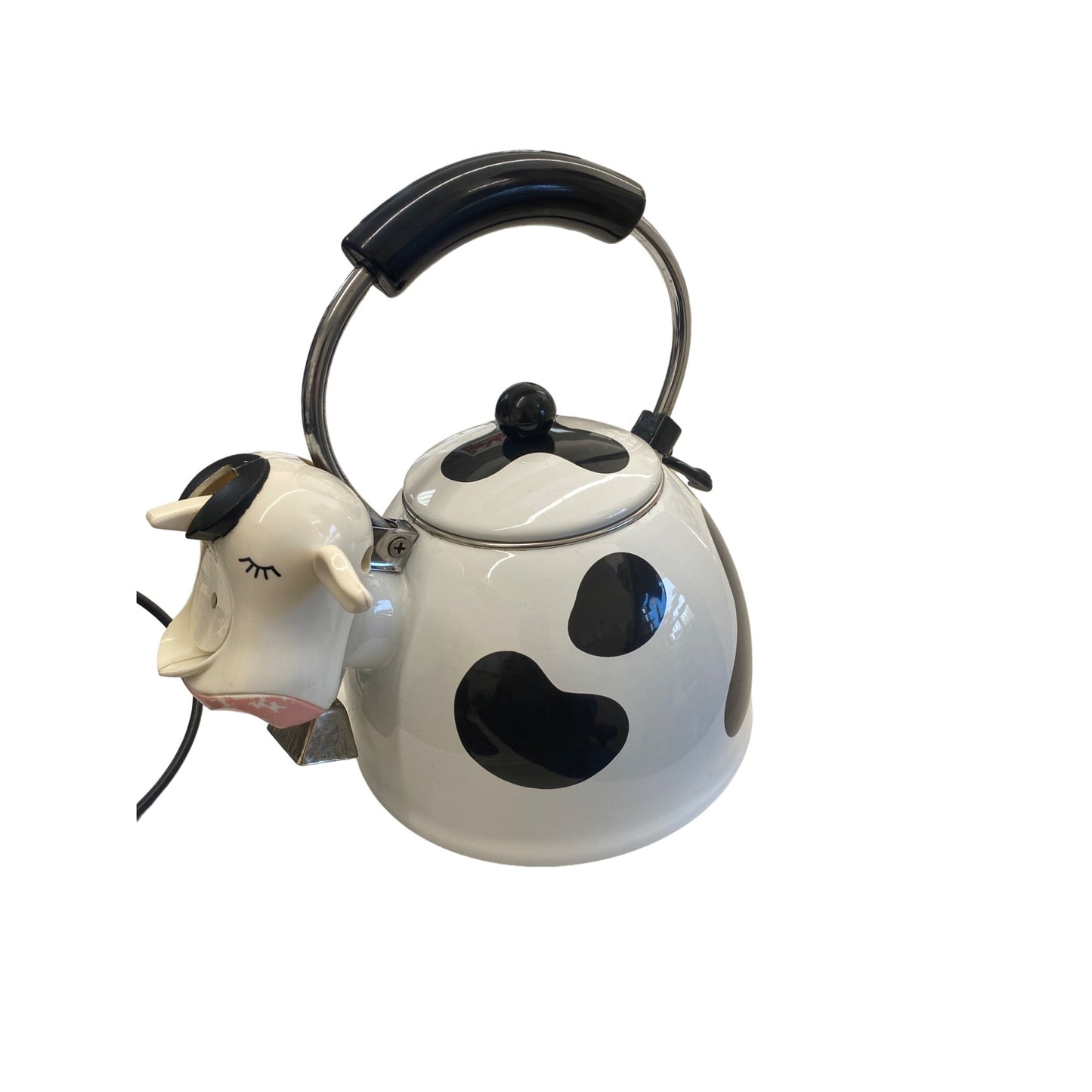 Cow-Themed Ceramic & Stainless Steel Whistling Teapot With Handle & Lid