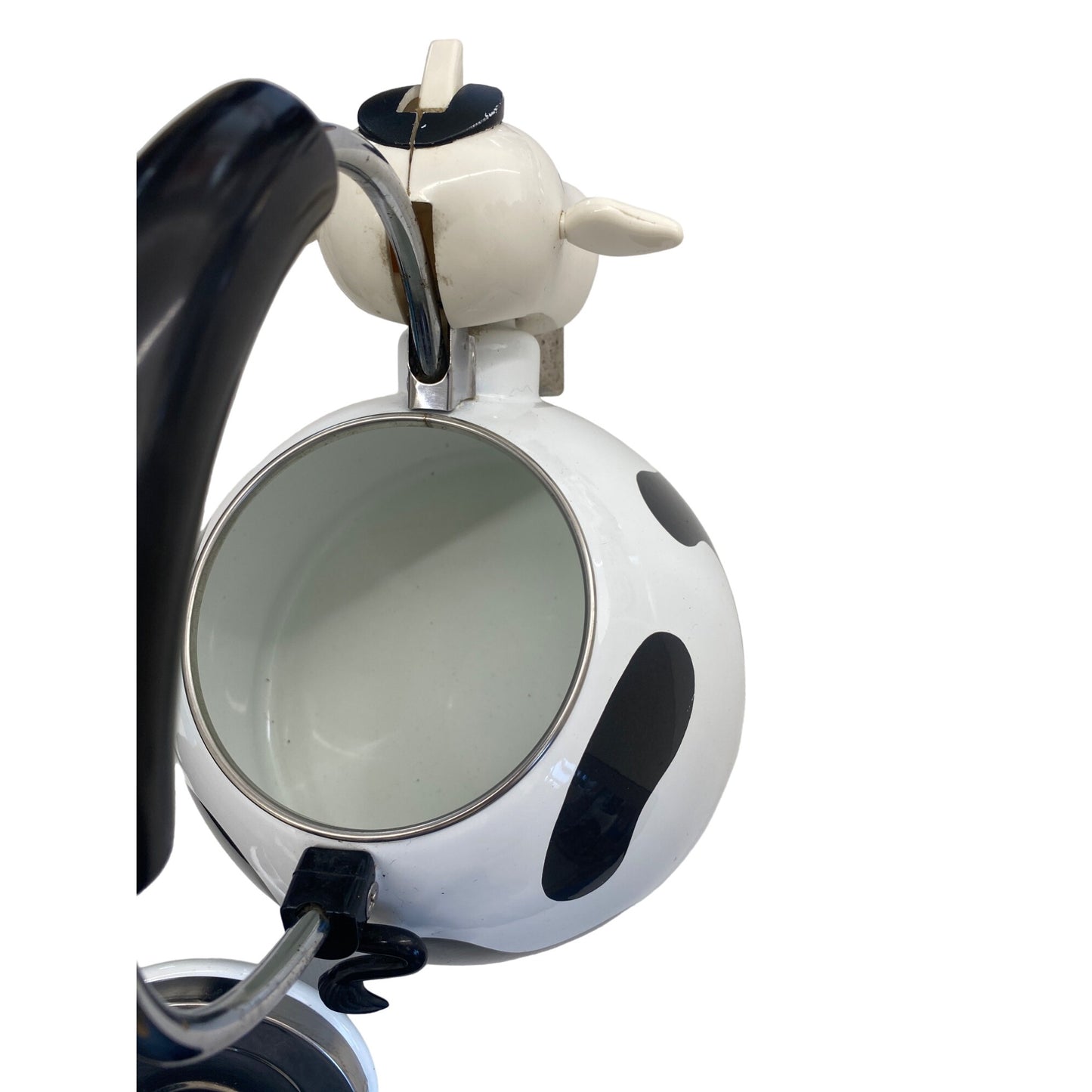 Cow-Themed Ceramic & Stainless Steel Whistling Teapot With Handle & Lid