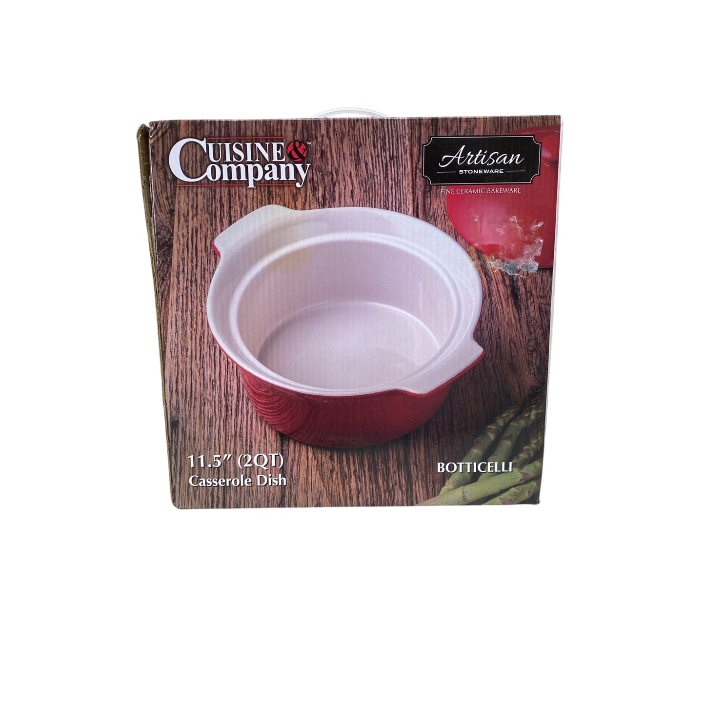 Cuisine & Company Artisan Stoneware 2QT Red Casserole Dish W/ Lid