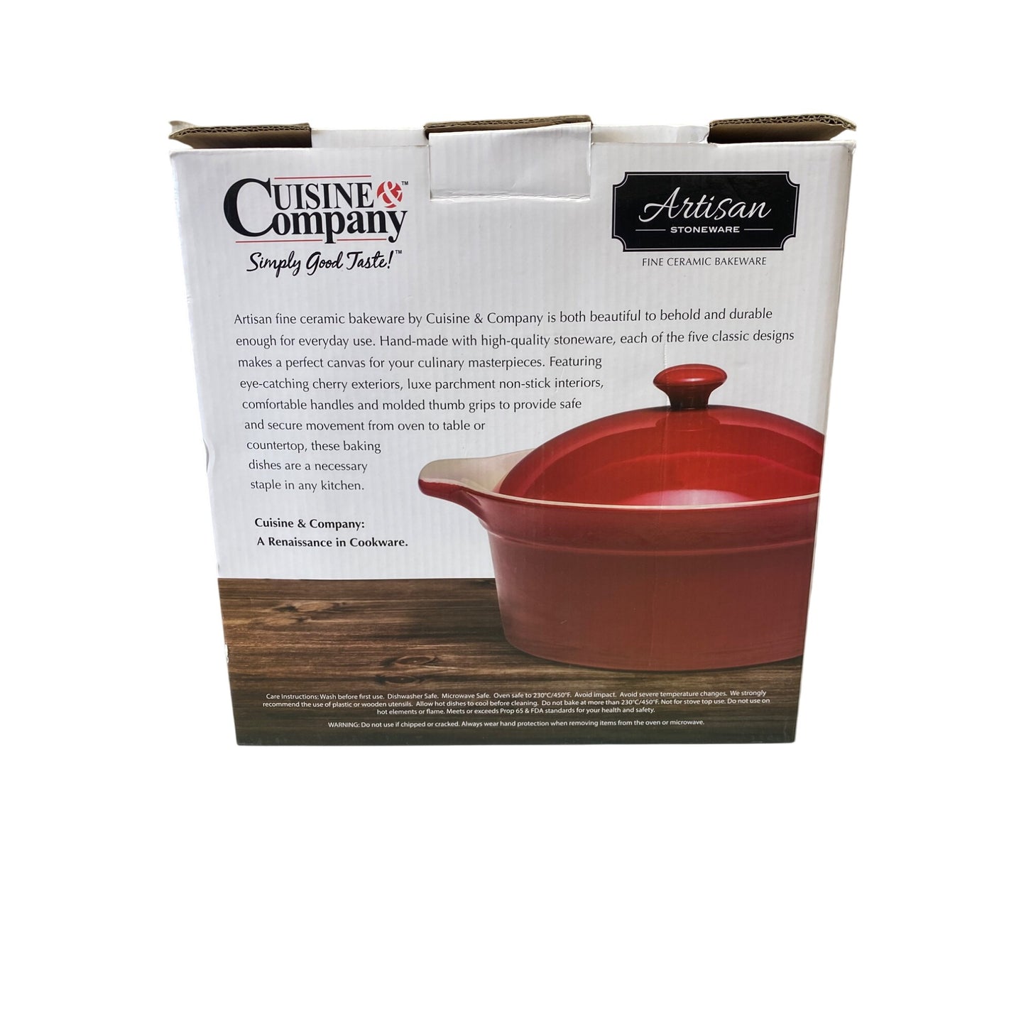 Cuisine & Company Artisan Stoneware 2QT Red Casserole Dish W/ Lid