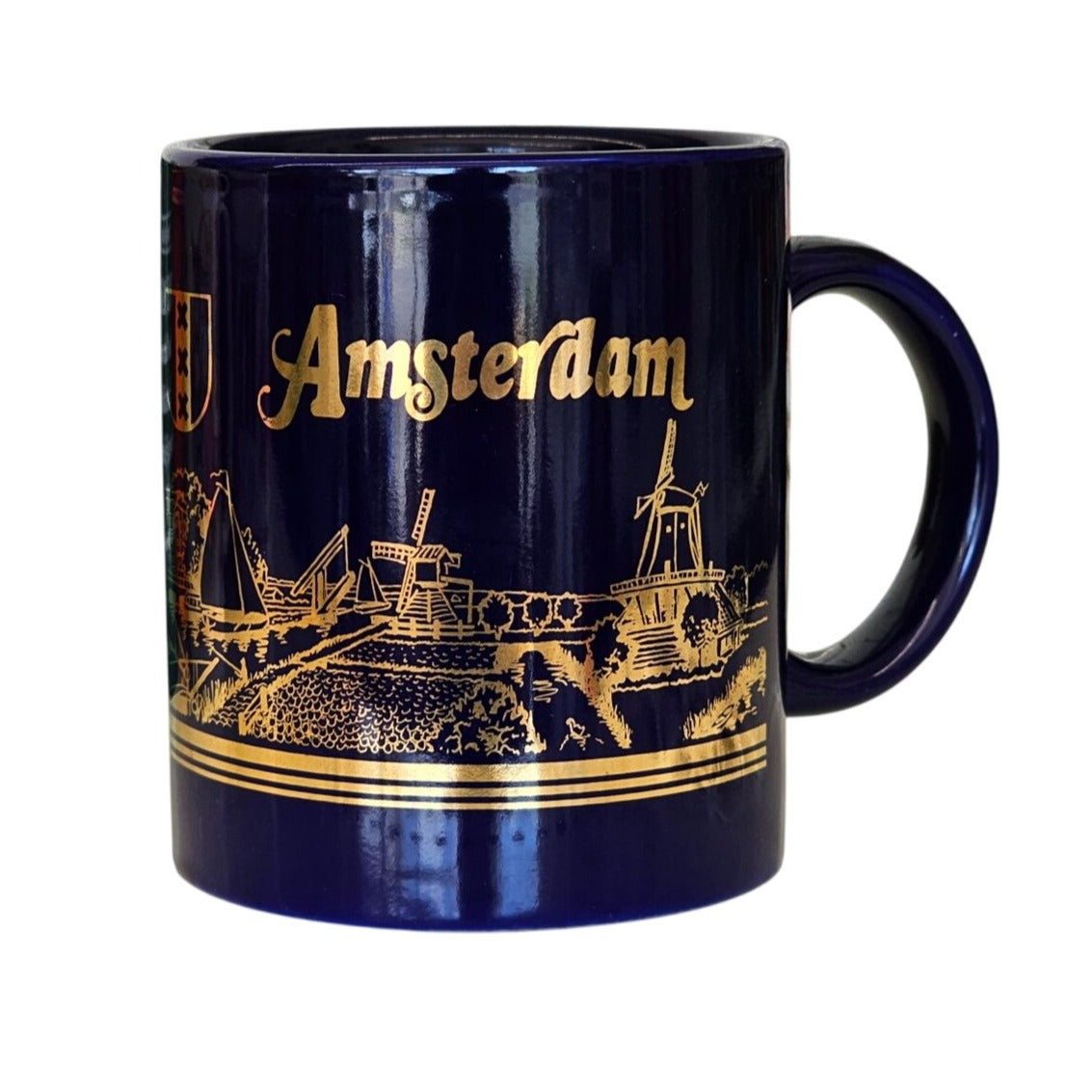 Amsterdam Souvenir Böckling Blue & Gold Ceramic Mug With Scenic Design