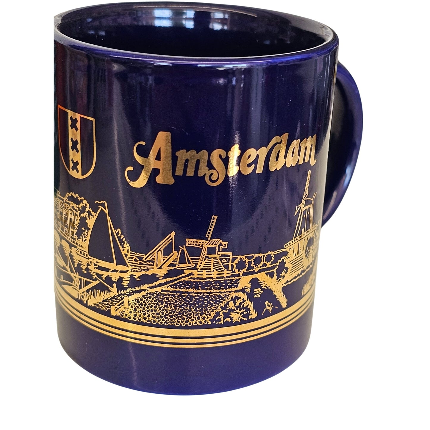 Amsterdam Souvenir Böckling Blue & Gold Ceramic Mug With Scenic Design