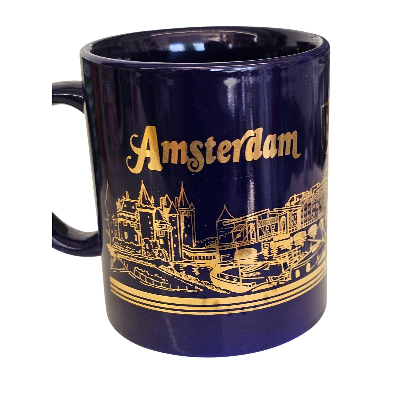 Amsterdam Souvenir Böckling Blue & Gold Ceramic Mug With Scenic Design