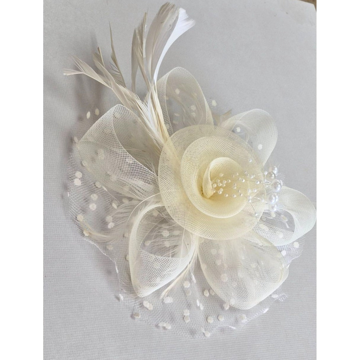 Elegant Cream Fascinator Headpiece