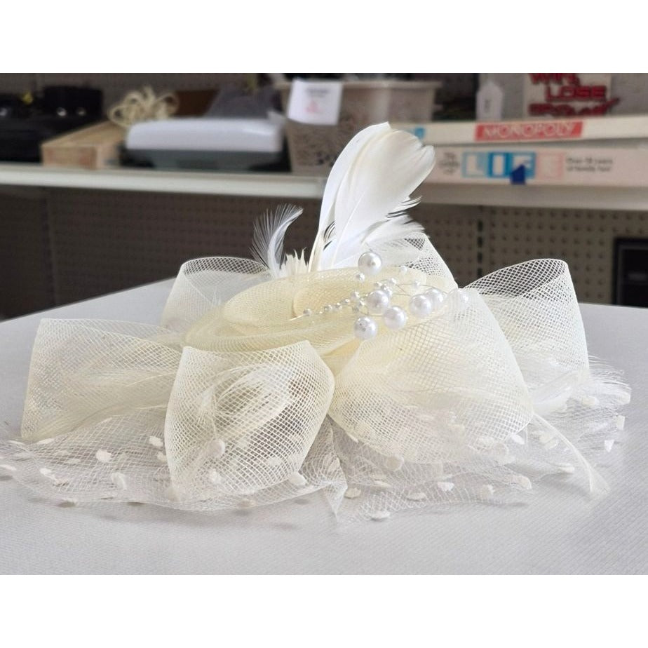 Elegant Cream Fascinator Headpiece