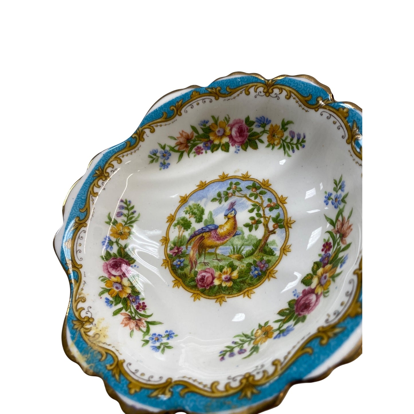 Royal Albert Chelsea Bird Bone China Scalloped Dish England Floral & Bird Design