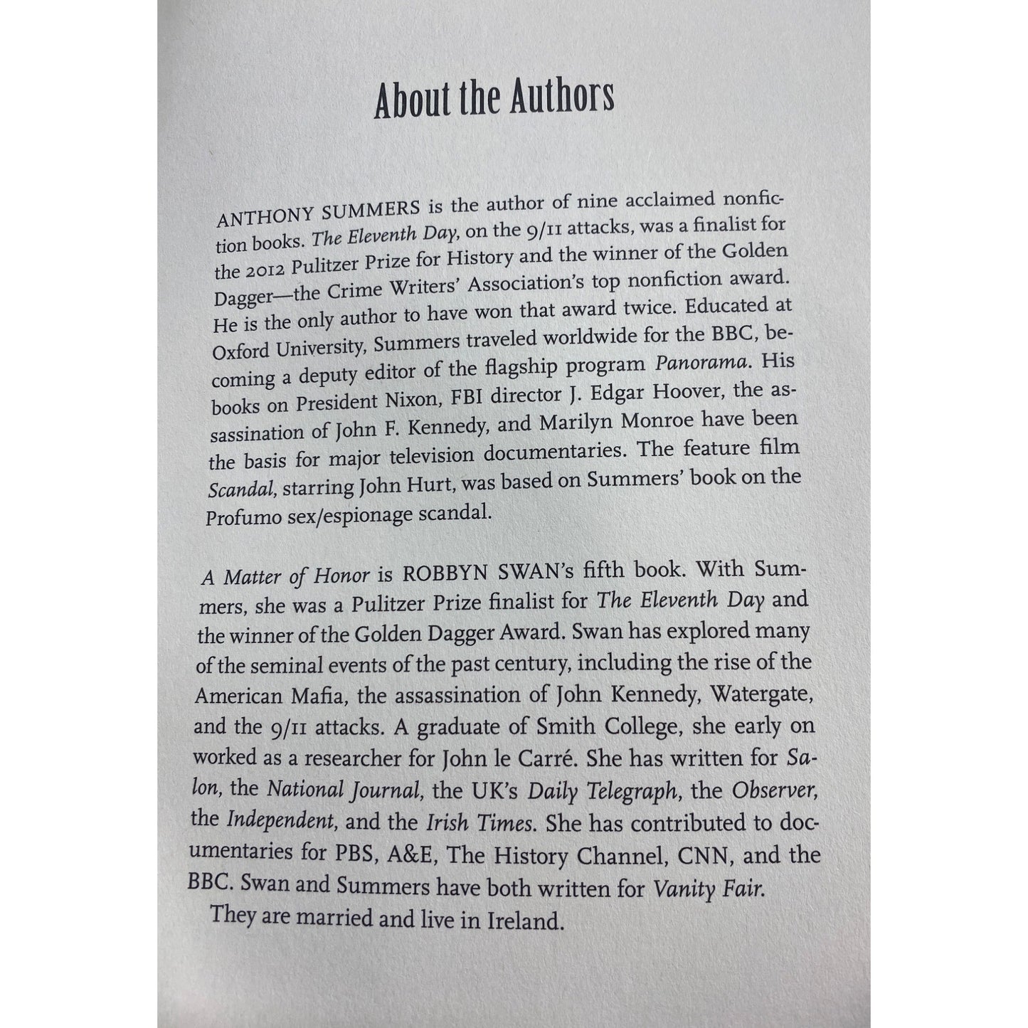 A Matter Of Honor Pearl Harbor: Betrayal Blame And A Familys Quest For Justice By Anthony Summers & Robbyn Swan Paperback