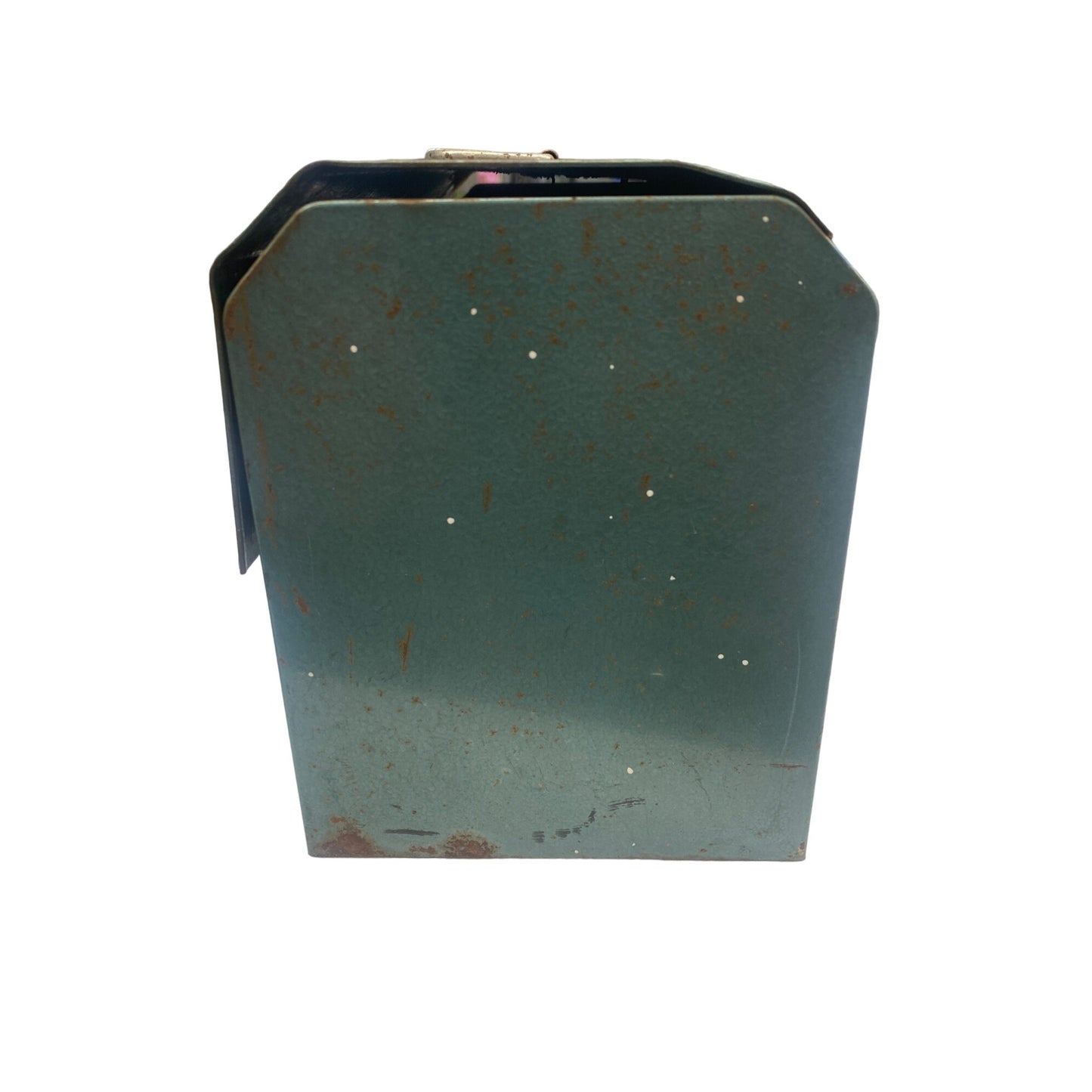 Vintage Metal Toolbox With Handle & Latch Rustic Green Distressed Condition 13”