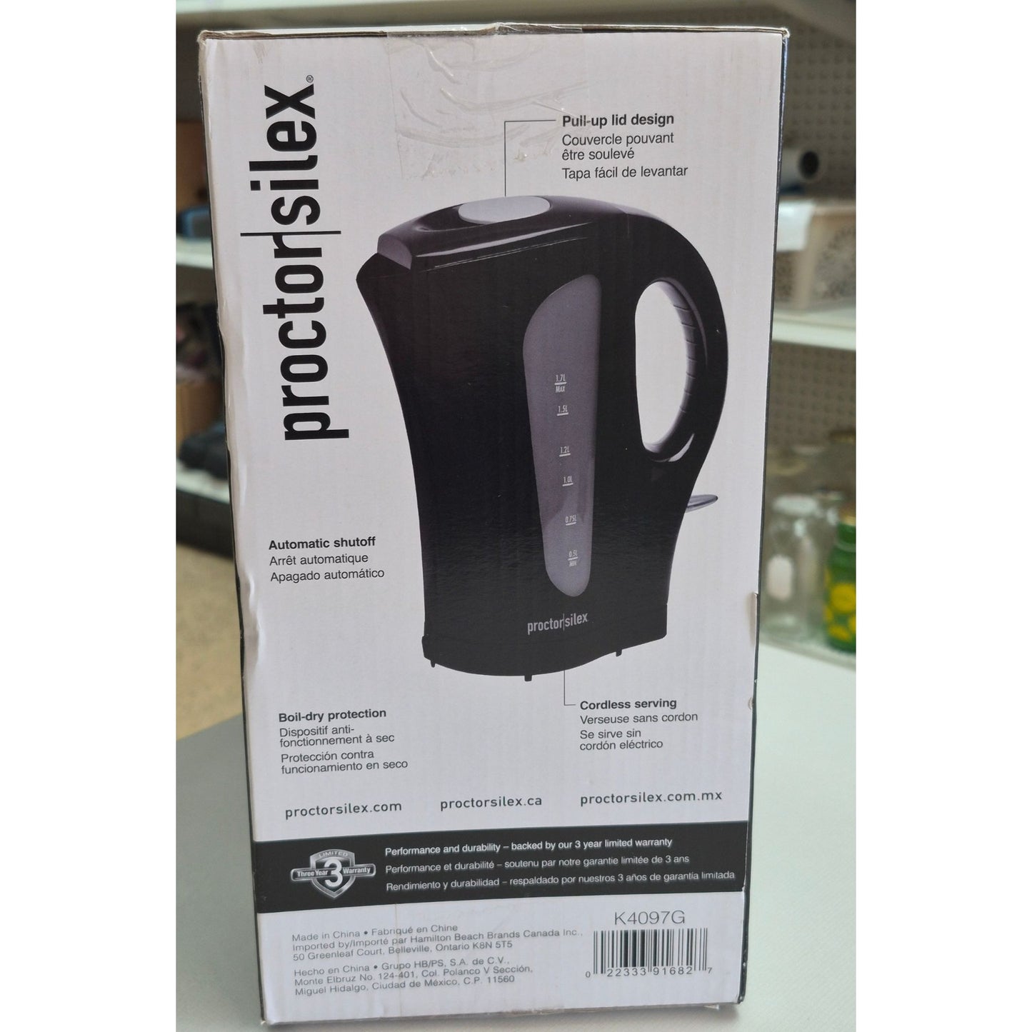 NEW Proctor Silex Electric Cordless Kettle 1.7L 1500W Auto Shutoff