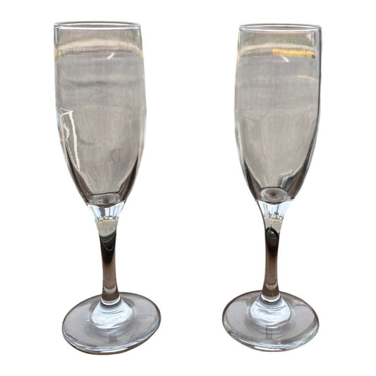 Set Of 2 Elegant Clear Glass 8 Champagne Flutes For Celebrations & Special Occasions