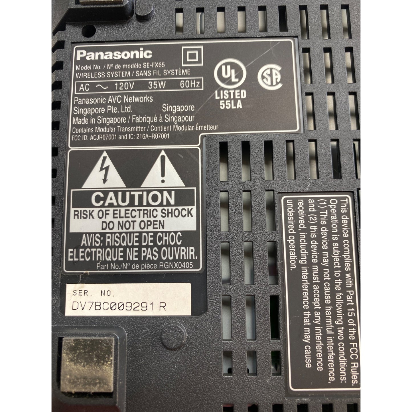 Panasonic Wireless Speaker System SE-FX65 With Remote Control