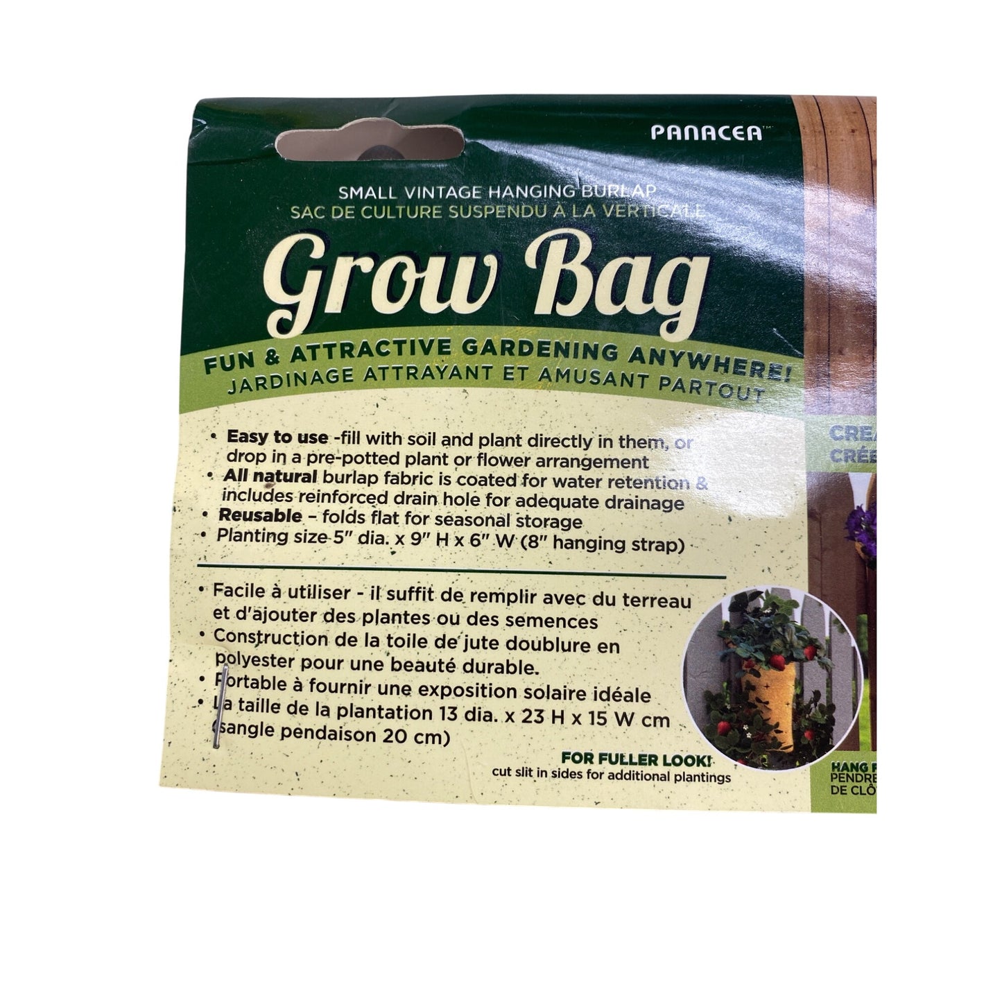 Small Vintage Hanging Burlap Grow Bag By Panacea