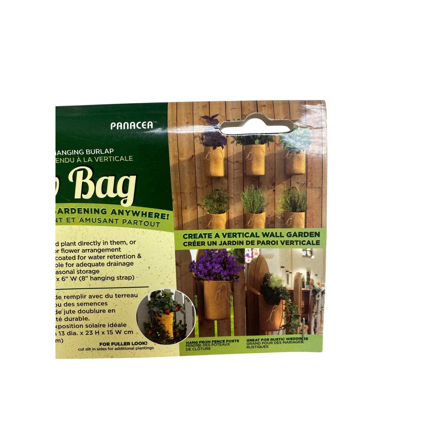 Small Vintage Hanging Burlap Grow Bag By Panacea