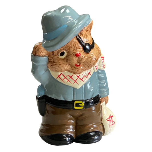 Vintage Ceramic Bandit Bear Piggy Bank