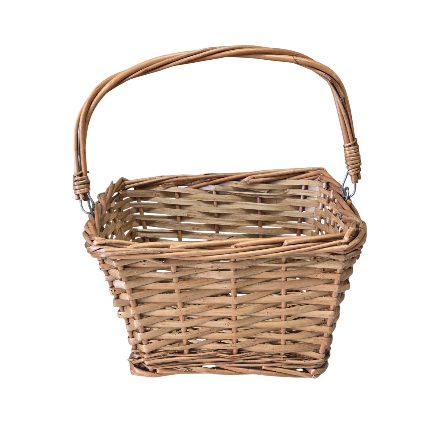 Handwoven Square Basket Metal Link Handle