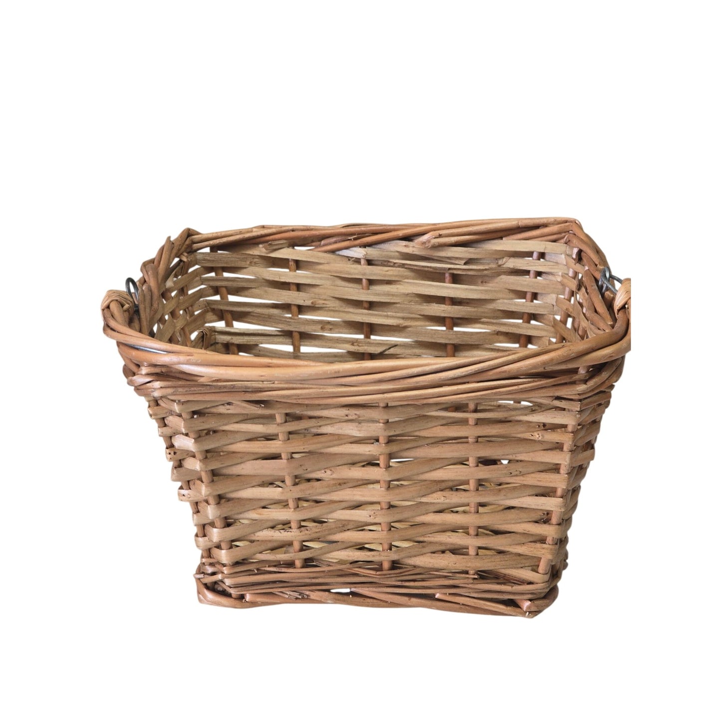 Handwoven Square Basket Metal Link Handle