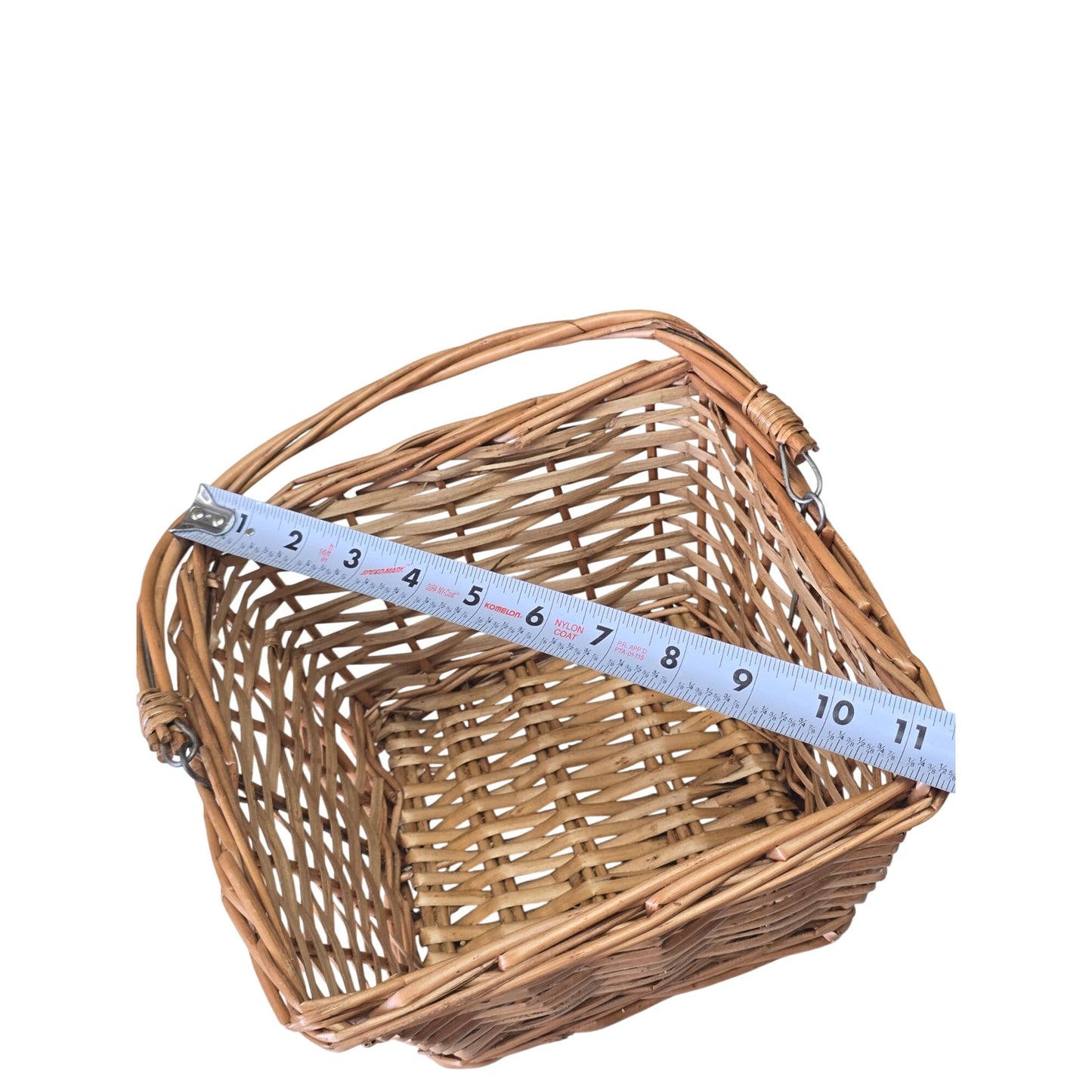 Handwoven Square Basket Metal Link Handle