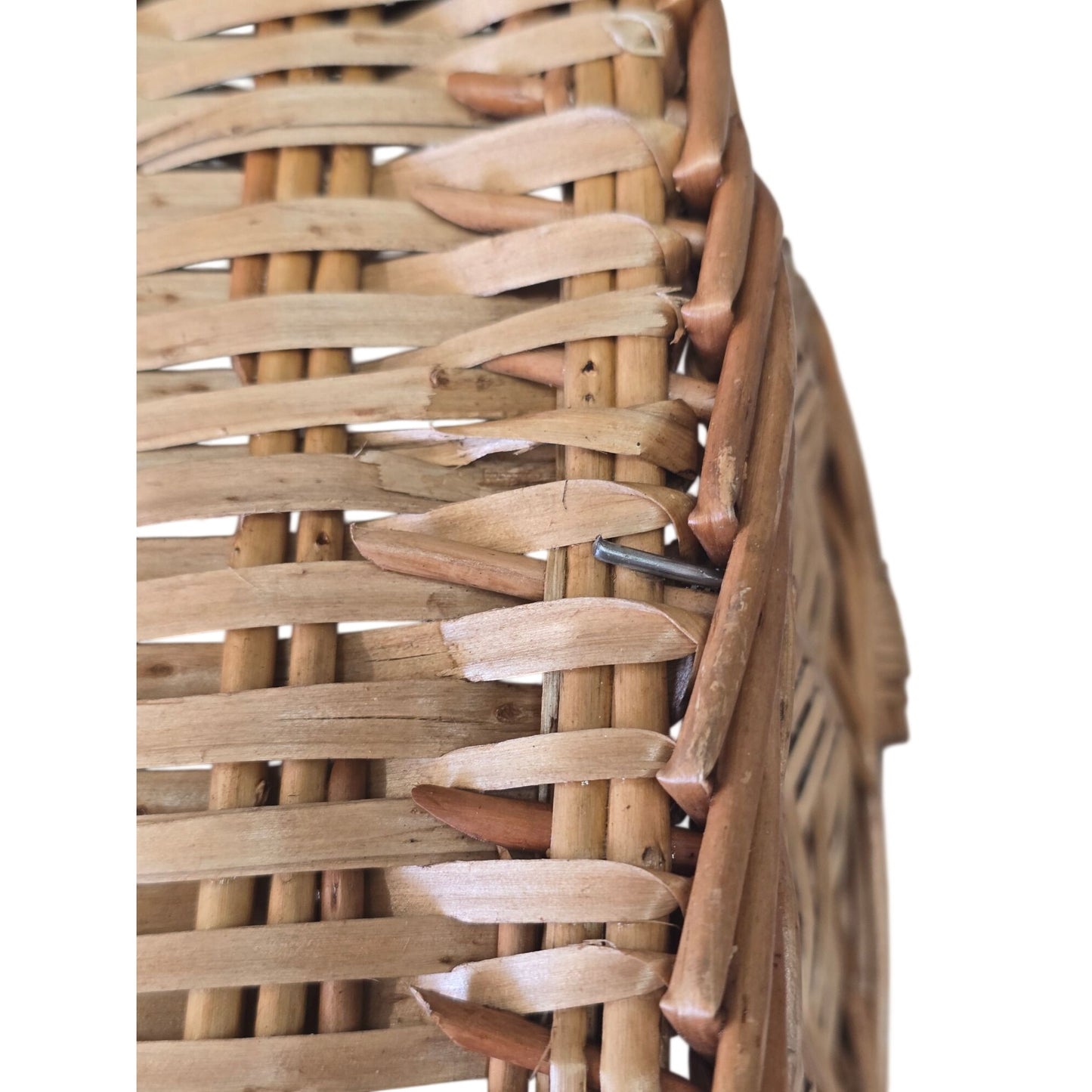 Handwoven Square Basket Metal Link Handle