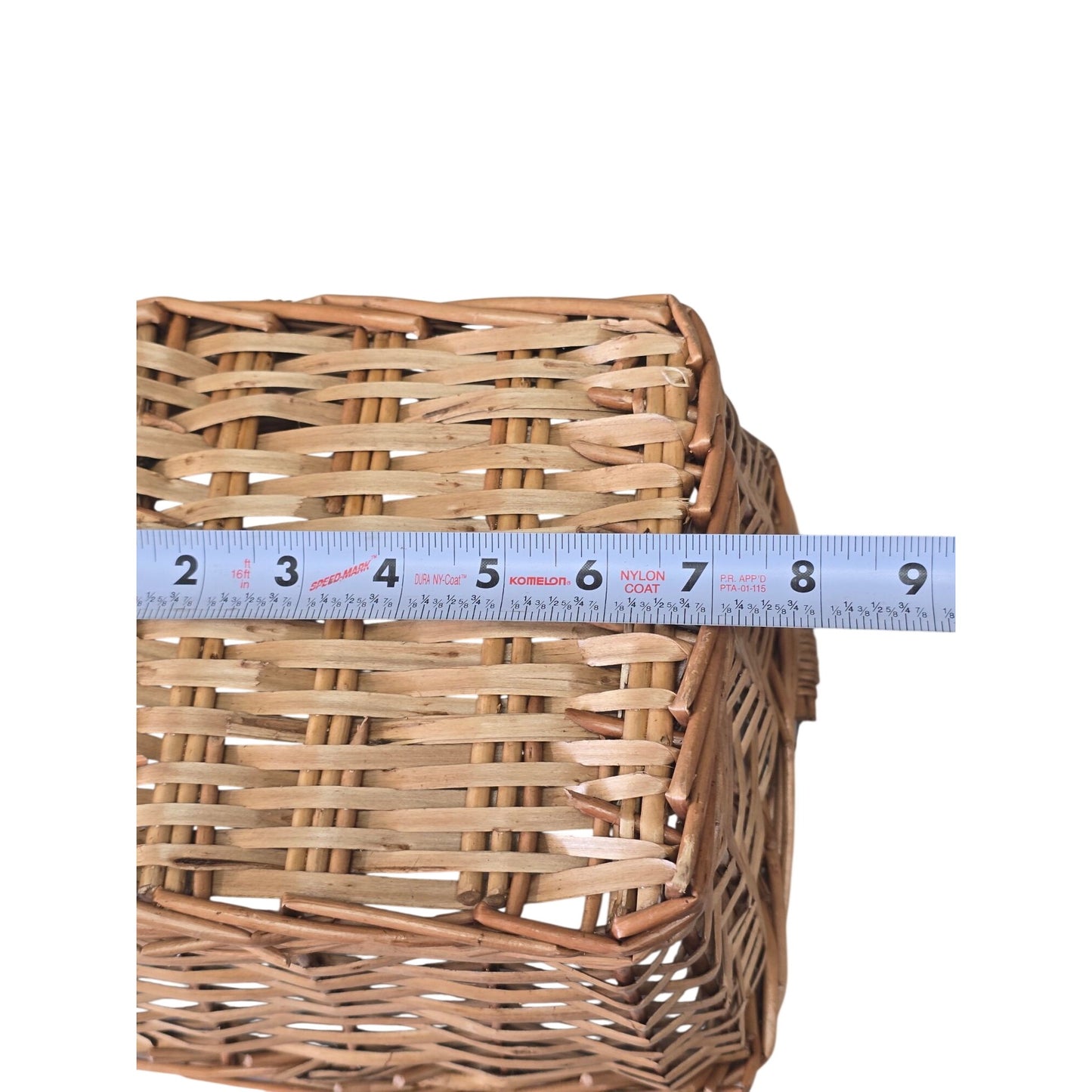 Handwoven Square Basket Metal Link Handle