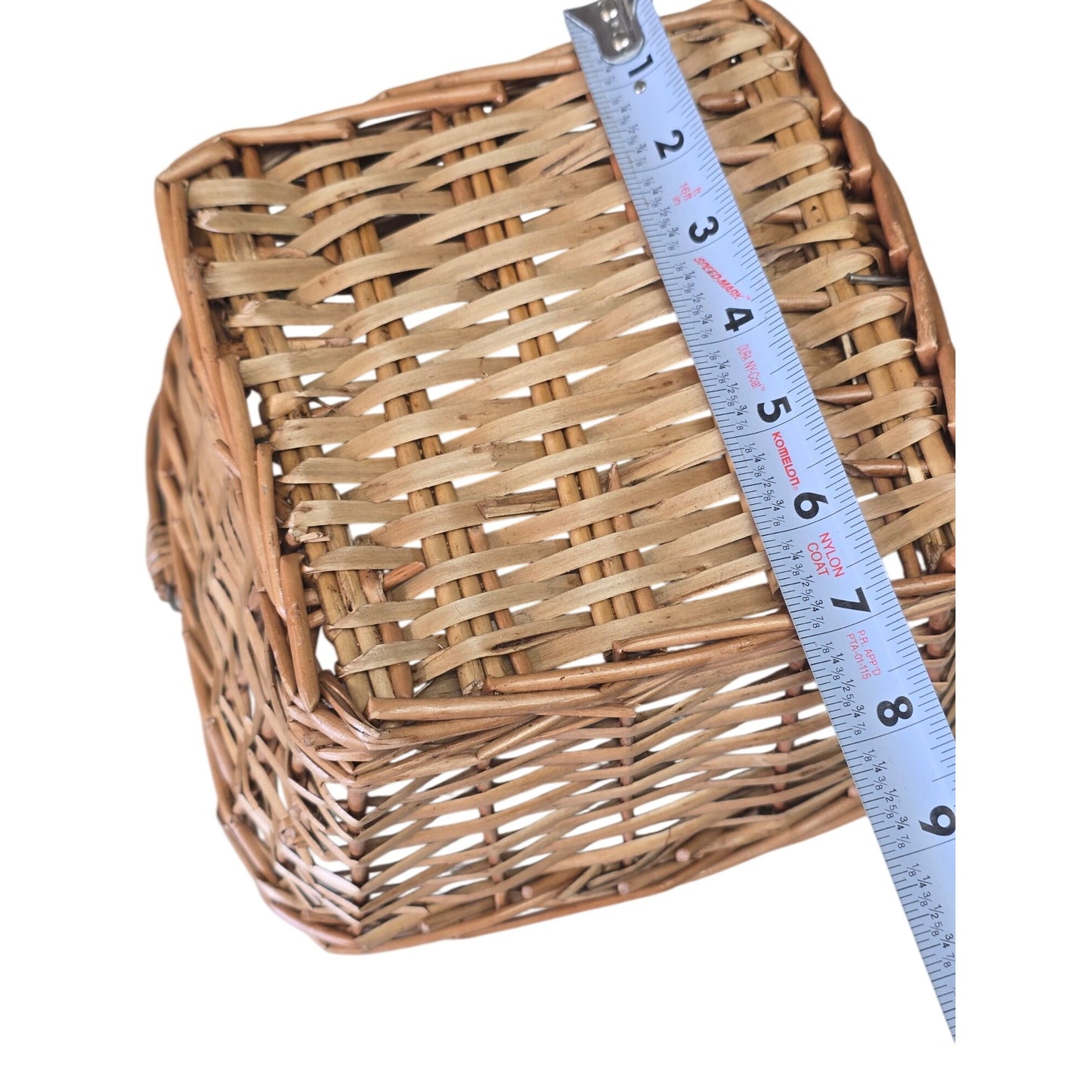 Handwoven Square Basket Metal Link Handle