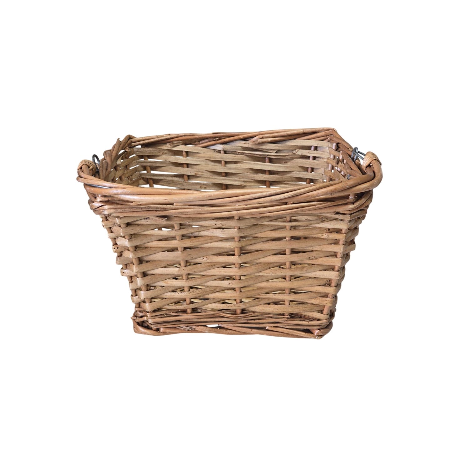 Handwoven Square Basket Metal Link Handle